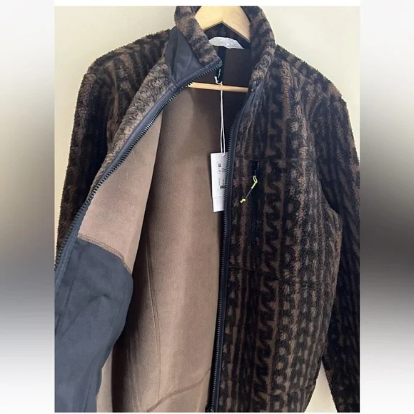 RAINS Heavy Fleece Monogram Jacket in Brown NWT Unisex Oversized W:M/L or M: S/M - Picture 3 of 13